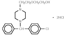 Hydroxyzine hydrochloride structural formula illustration